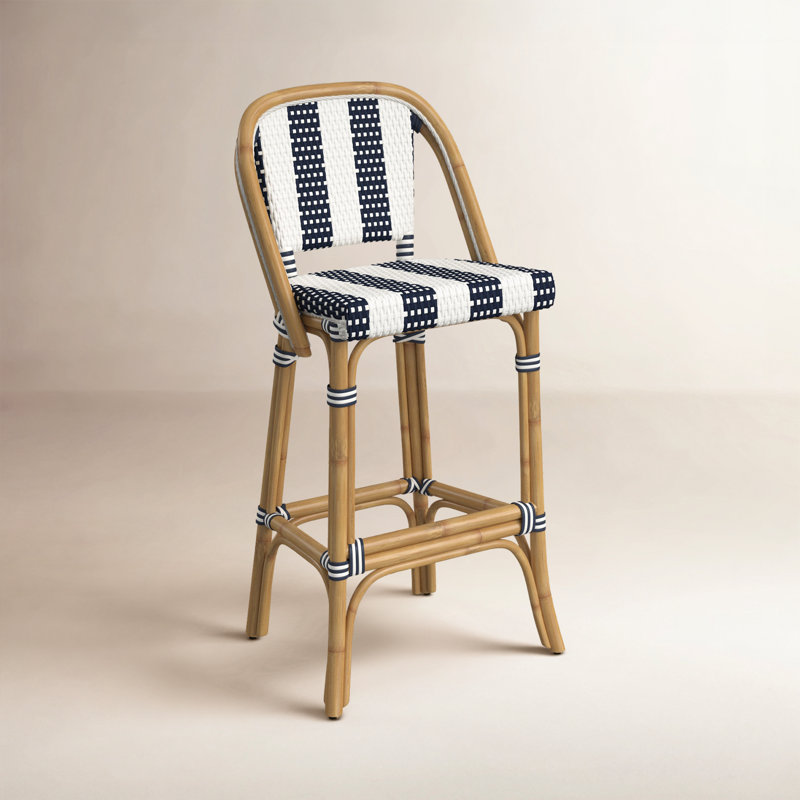 Euporie Woven Bar Stool, Blue/White