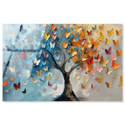 Arbre coloré flottant sur un arbre en verre acrylique sans cadre III par Art Remedy, prêt à accrocher, 15 x 10