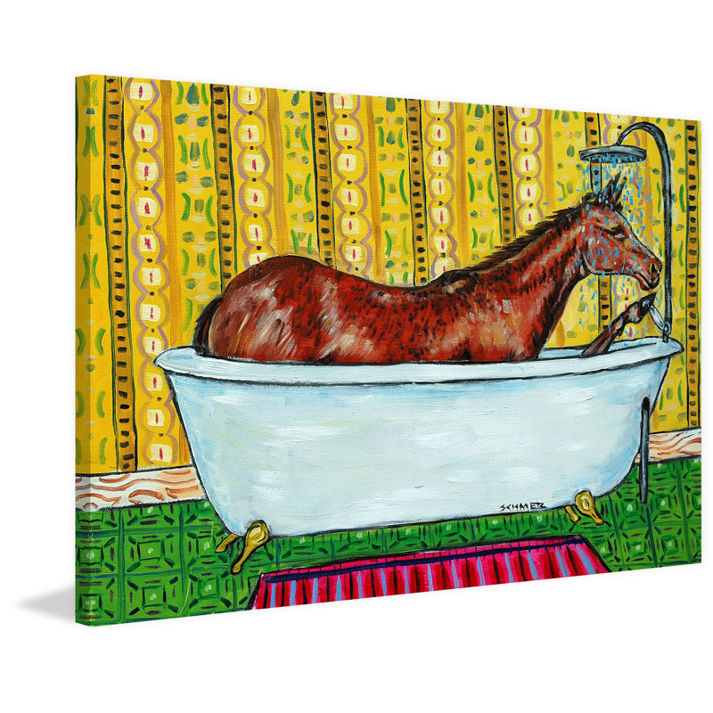 «Quarter Horse Bath» par Jay Schmetz, reproduction sur toile, 16 po x 24 po