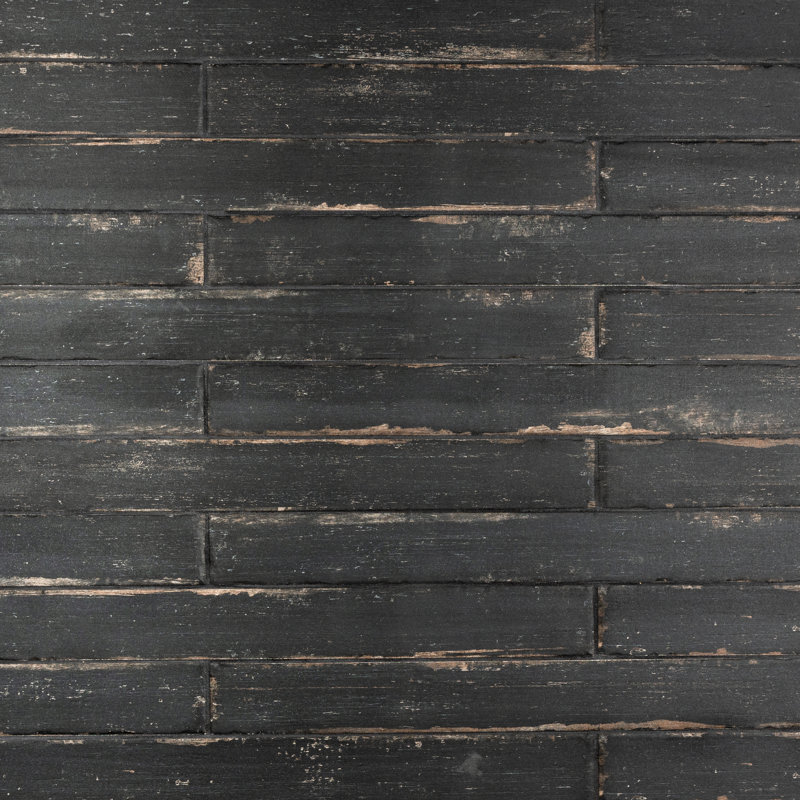 Carreau de mur et de plancher en porcelaine aspect bois 3 po x 24 po Retro, Noir