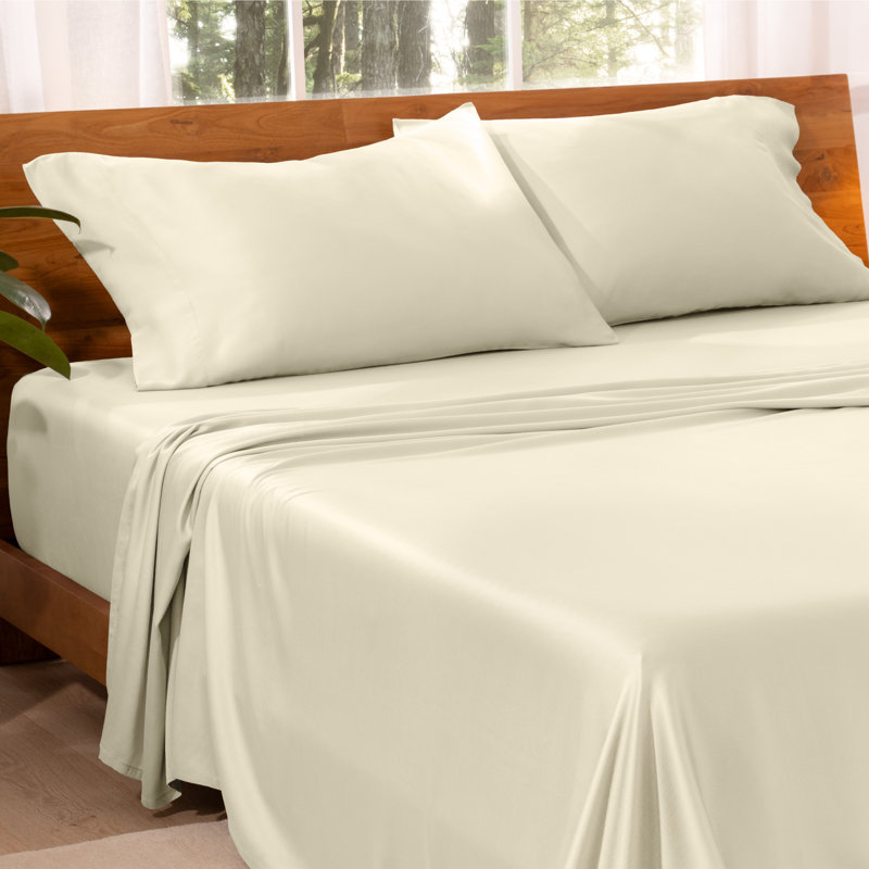 TENCEL Sateen Sheet Set, Twin XL Sheet Set with 1 Standard Pillowcase, Natural