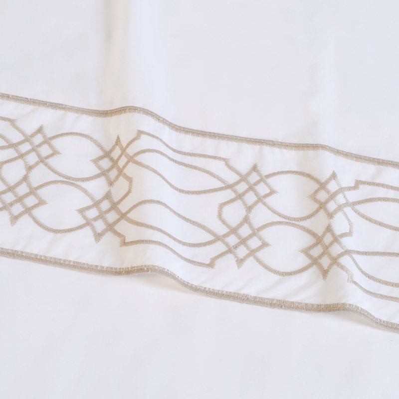Ensemble de draps à bordure brodée Nicola couleur blé, Beige