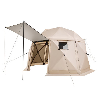 Tonnelle pliante de 3,66 m x 3,66 m avec toile amovible et sac de transport, beige