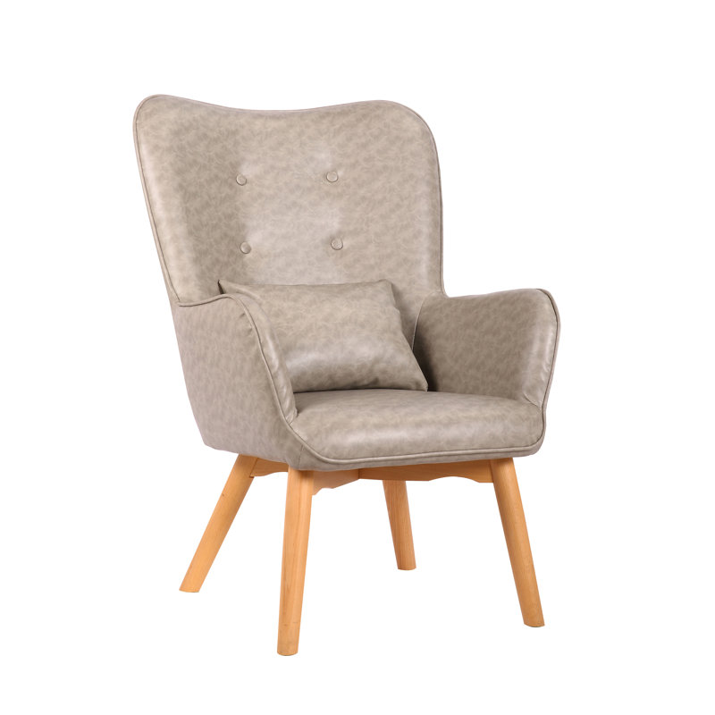 Chillicothe Upholstered Wingback Chair, Gray Faux Leather