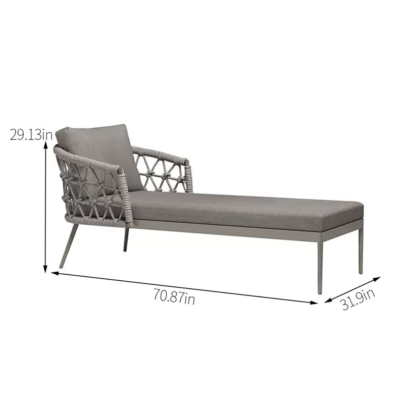 Chaise longue d'extérieur imperméable en tissu