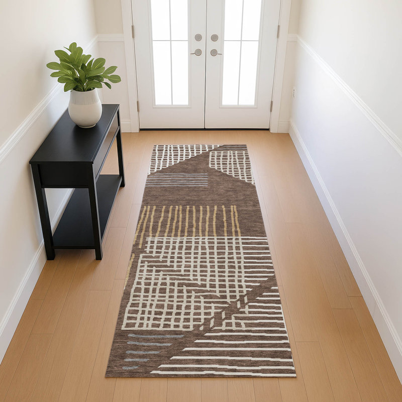 Machine Washable Indoor/Outdoor Jenning ACN2270 Stripes Rug, Runner 2'3" x 7'6"