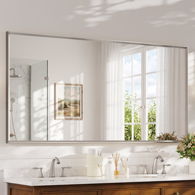 Miroir de salle de bain avec cadre en aluminium et verre trempé