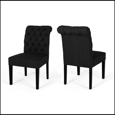 Elegant Tufted Back Dining Chair with Rolled Top, Durable and Comfortable for Any Dining Setting (Set of 2).