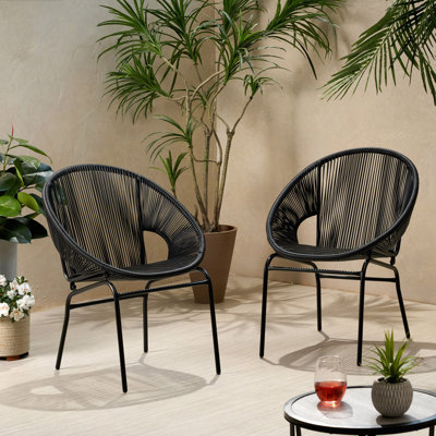 Ensemble de chaises modernes en rotin tissé moderne (ensemble de 2), structure en fer, l 28,75 po