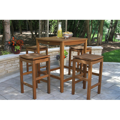 Benedetto 4 - Person Wood Patio Dining Set with Square Table