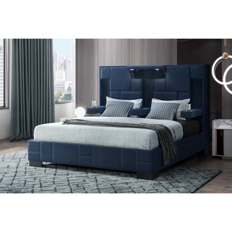 Navy Blue King Bed, Navy Blue, King