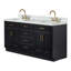 Meuble-lavabo double en bois massif de 66 po avec plateau en marbre de Carrare de 1,5 po Thornaby-1068050379-1047605994