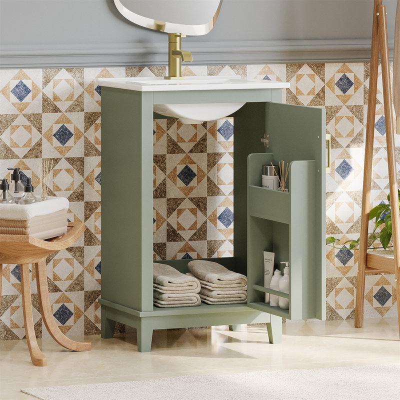 Meuble-lavabo sophistiqué avec rangement spacieux et matériaux de qualité supérieure, Vert