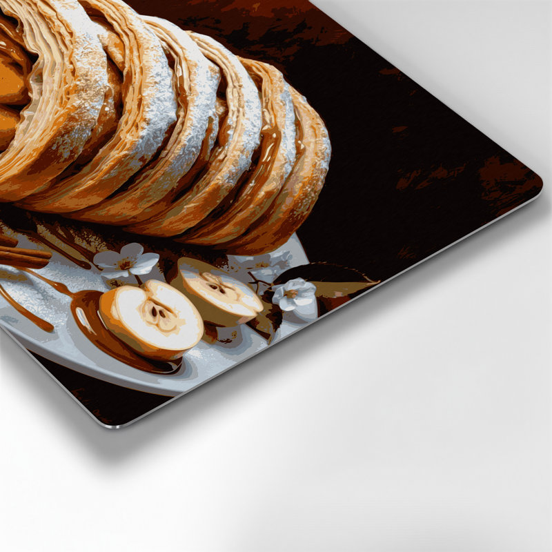 Dessert strudel aux pommes brun, art mural en métal, H 11 po x l 14 po