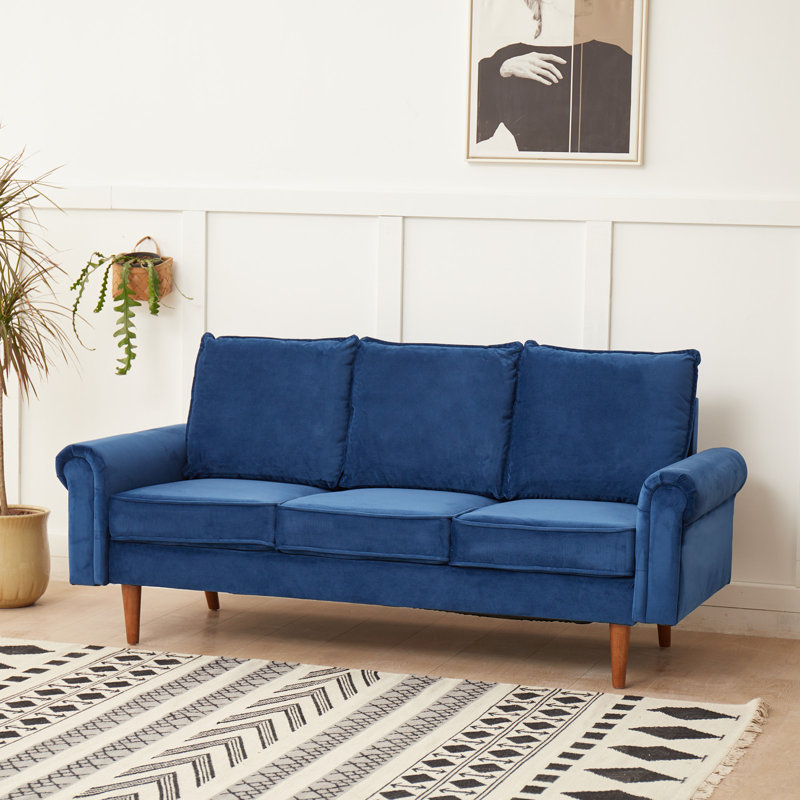 Honebein 75.2'' Velvet Sofa, Space Blue Velvet