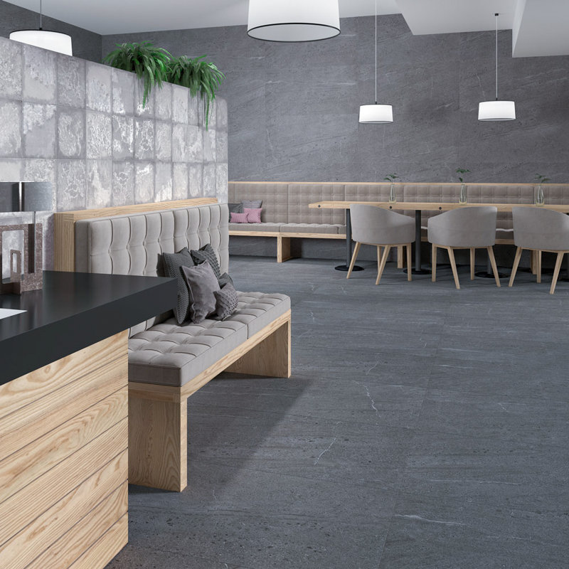 Carreau de mur et de plancher en porcelaine de qualité supérieure 24 po x 48 po, Gris foncé