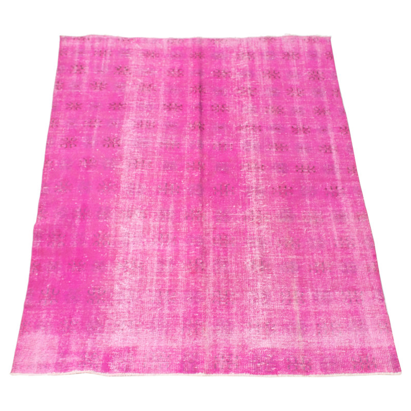 Tapis rose foncé en laine noué à la main de conception unique 2000 pi 5 pi 8 po x 8 pi 2 po Ofa