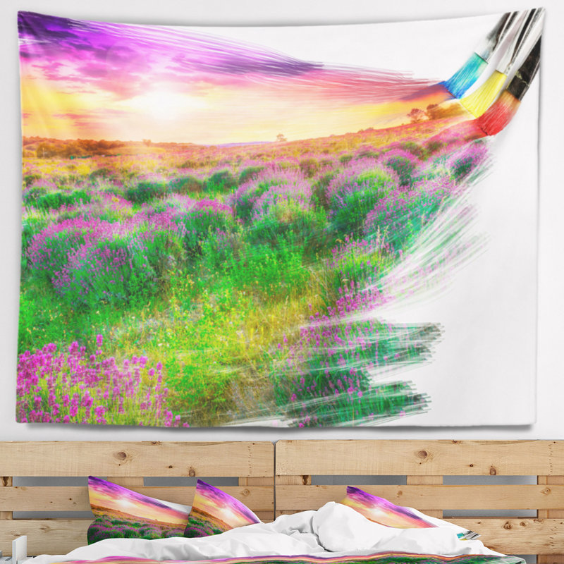 Brosses de paysage qui peignent la nature tapisserie, H 50 po x l 60 po