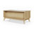 Corrigan Studio Mamtha Oak Coffee Table Modern 2-Drawer Oak Effect Table with Textured Slats and Adjustable Shelves