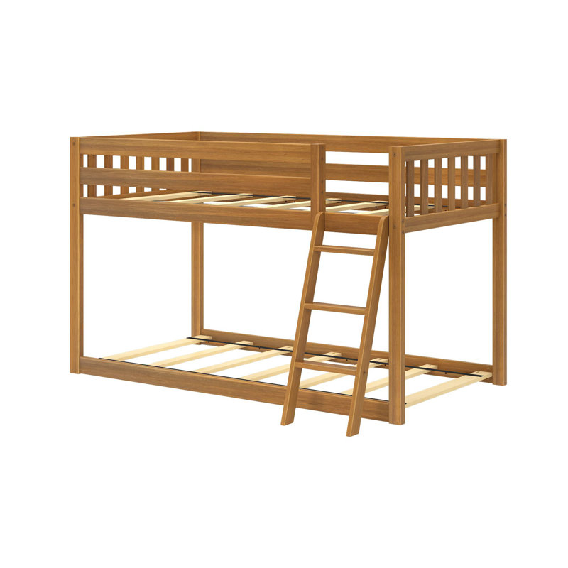 Lylee Twin Over Twin Solid Wood Standard Bunk Bed, Pecan