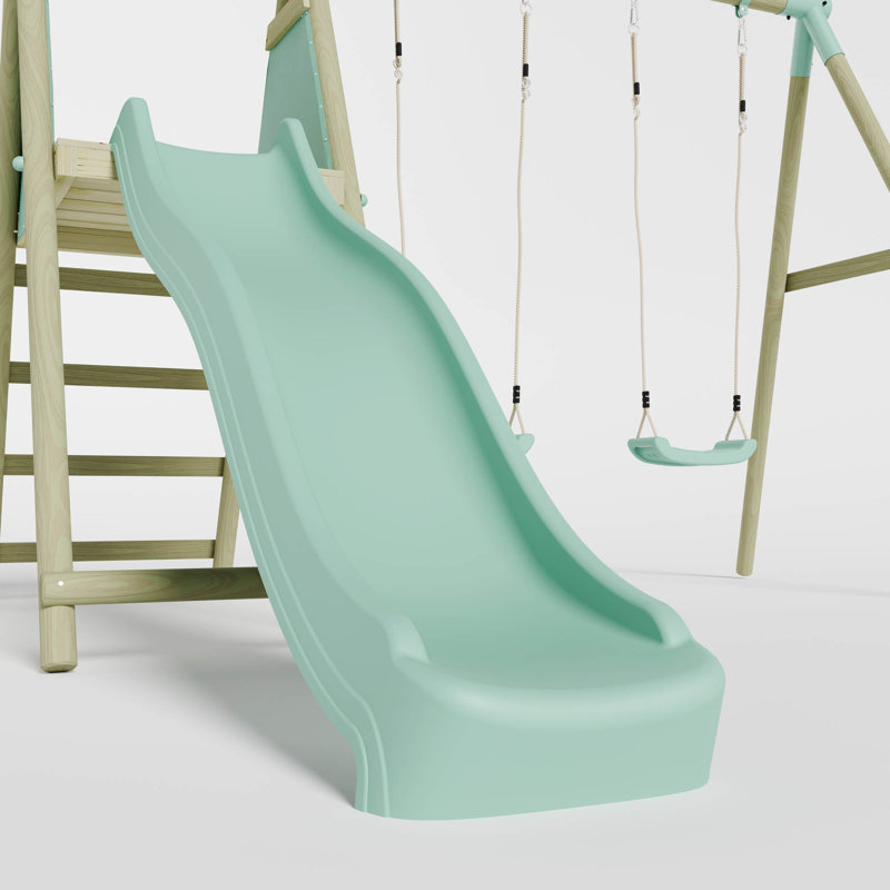 Mercia Wooden Round Pole Double Swing With Slide