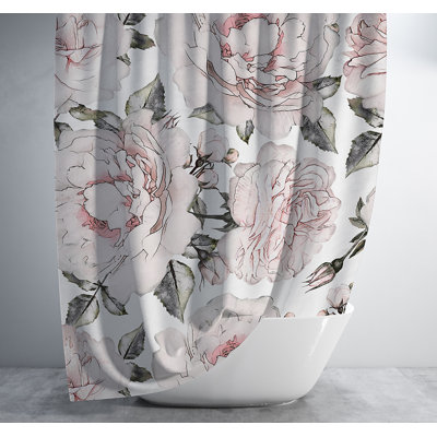 Rideau de douche Watercolor Rose White