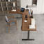 Bureau en bois massif en forme de L brun noisette + réglable en L noir + acier au carbone-826409527-826409523