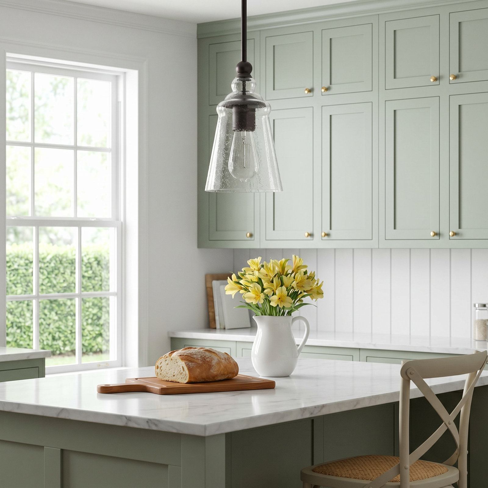 Frenchie Single Light Glass Dimmable Pendant
