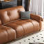 Canapé modulaire orange en cuir véritable-2145865863