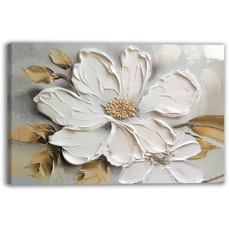 " Gilded Grace Floral Art ", 24" H x 36" W x 1.5" D