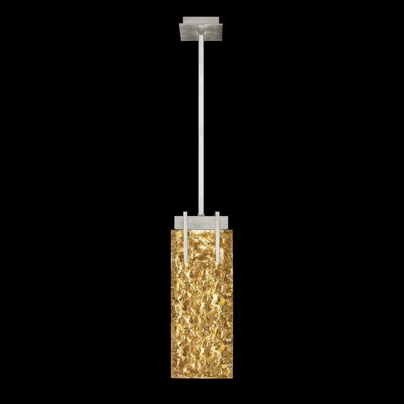 Luminaire suspendu rectangulaire 7,75 po Terra, Feuille d’or, Argent