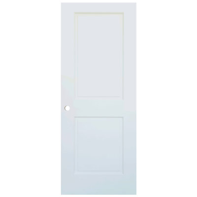 Slab Colonial 2-Panel White Solid Core Wood with Bore Hole 80 in. x 30 in. with Jamb Kit