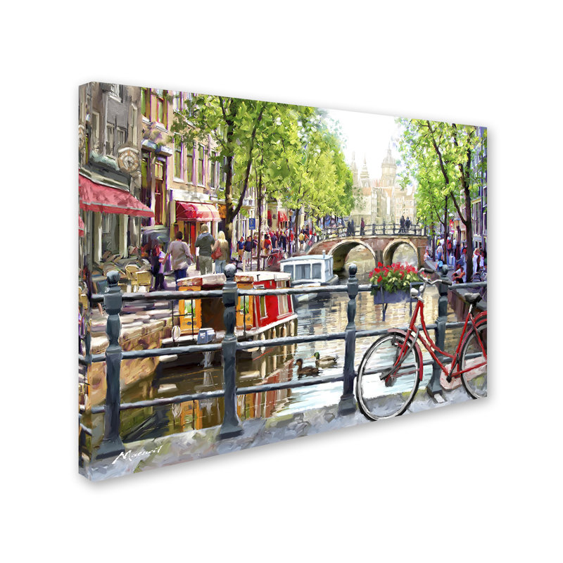 Wrapped Canvas Wall Art - The Macneil Studio 'Amsterdam Landscape' Wall Art for Living Room, Bedroom, or Office Décor - 35X47
