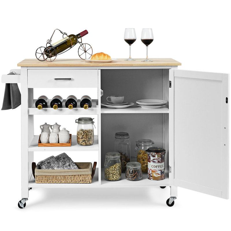 Amissa 40 cm W Kitchen Cart with, White