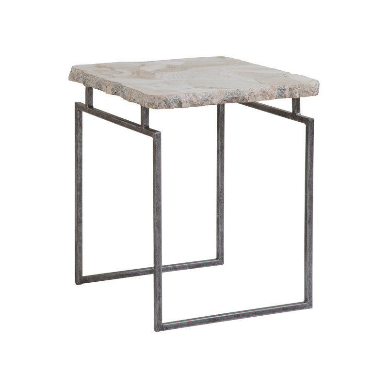 Transitional Fossilized Clamshell and Iron 18'' Square End Table