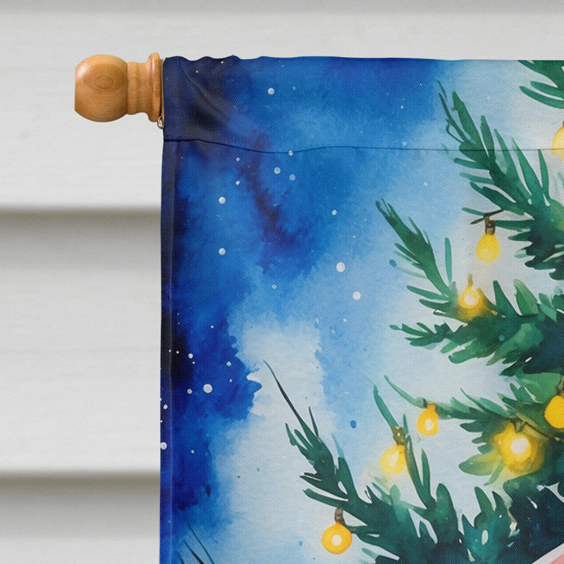 Drapeau de maison de Noël chocolat caniche chocolat, Caniche noir