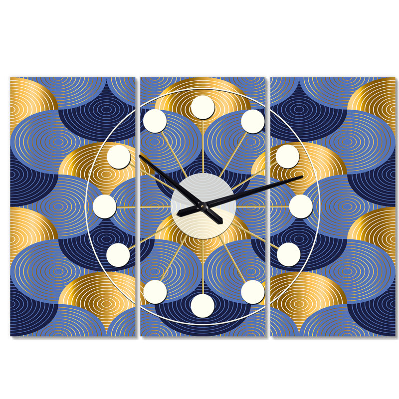 Très grande horloge murale rétro à ondes de luxe Mid-Century