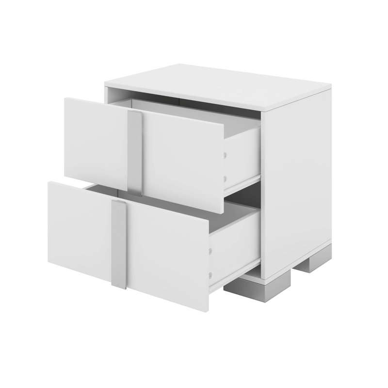 Ensemble 3 pièces, commode élégante à 6 tiroirs et deux tables de chevet, Blanc