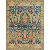 Antic Hand Knotted New Zealand Wool Blue/Camel Area Rug