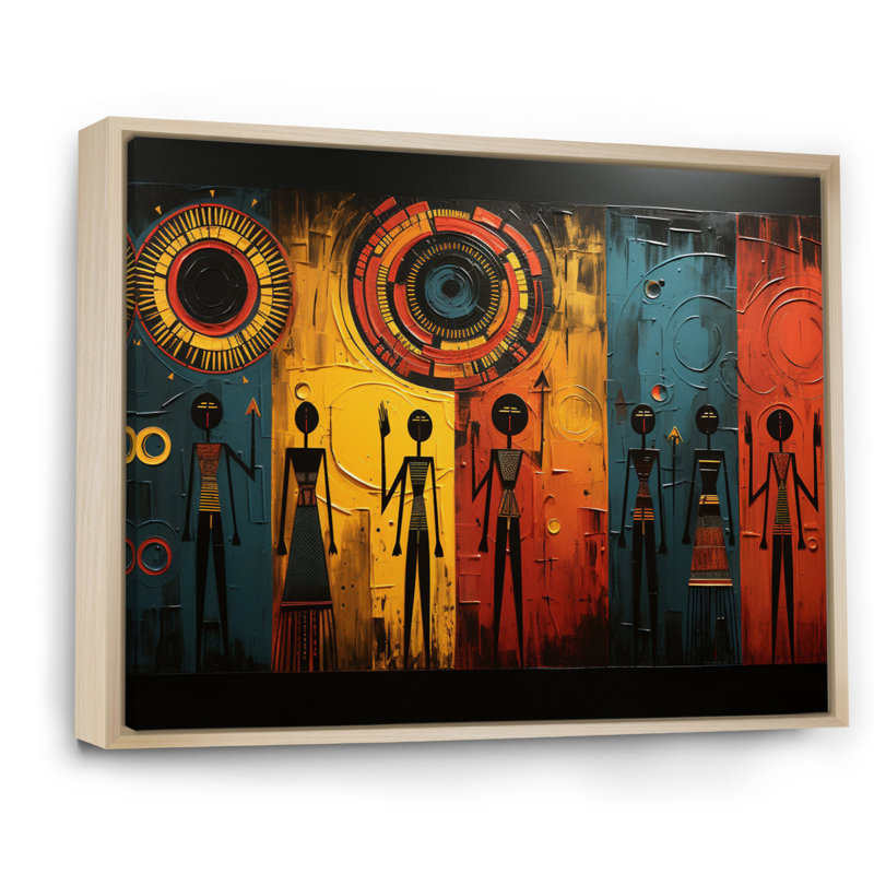 Khoary African Tribal Rhythms VII - Art mural tribal africain pour le salon, H 16 po x l 32 po, Érable