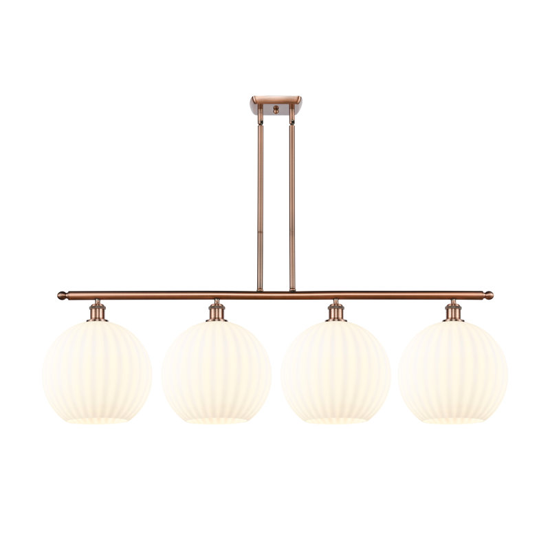 Luminaire suspendu pour îlot suspendu 4 lumières blanc vénitien Ballston, H 14 po x l 50,25 po x P 12 po, Cuivre antique