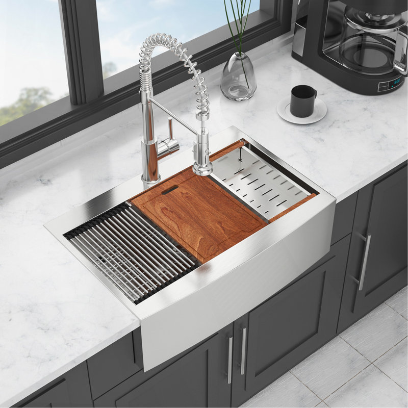 36 Drop In Farmhouse Sink Workstation - 36*22*10 Inch Kitchen Sink Stainless Steel 16 Gauge Topmount Apron Front Kitchen Sink