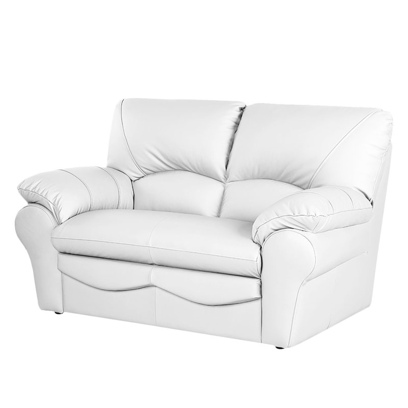 Causeuse en cuir véritable 2 places Heppman, Blanc