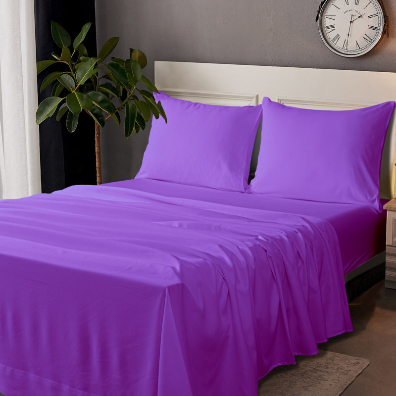 Ensemble de draps, ensemble de draps en microfibre brossée 1800 avec poche profonde - NTBAY, Mauve