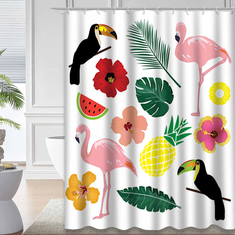 Rideau de douche Toucan Tropic Watercolor Flora, L 72 po x l 72 po