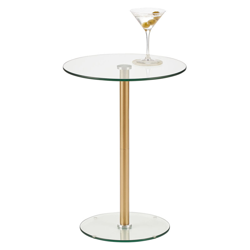 Clear Glass Top Round Metal Accent Side Table