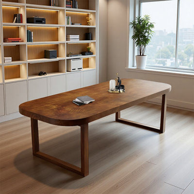 Rectangular solid wood executive desk computer des
