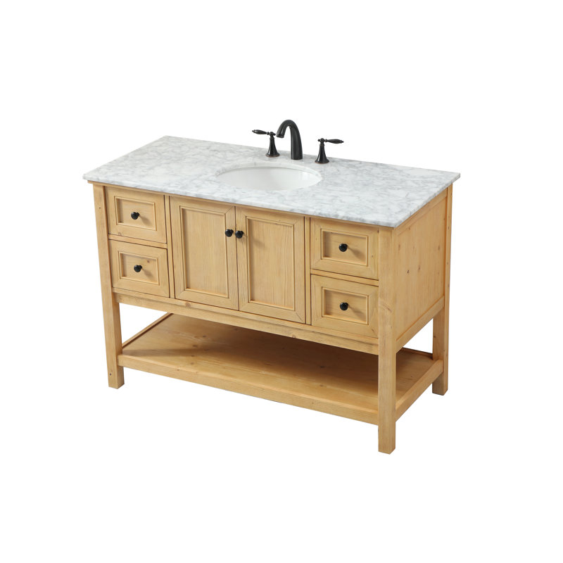 Bonsai 48'' Single Bathroom Vanity with Carrara Marble Top, Natural Wood