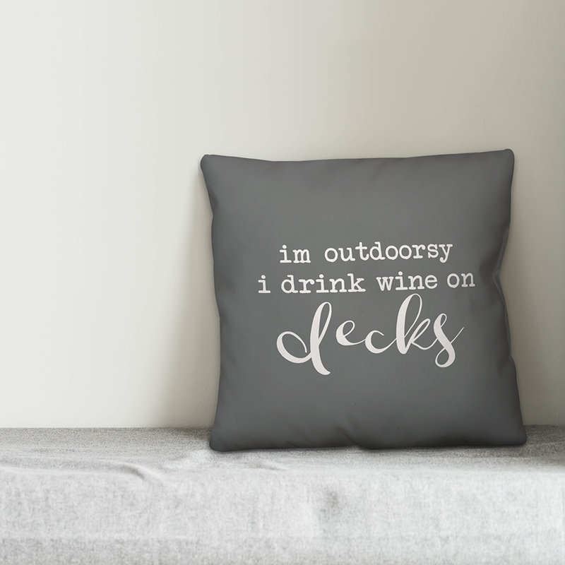 Outdoor Throw Pillow, 18" x 18", Gray/White