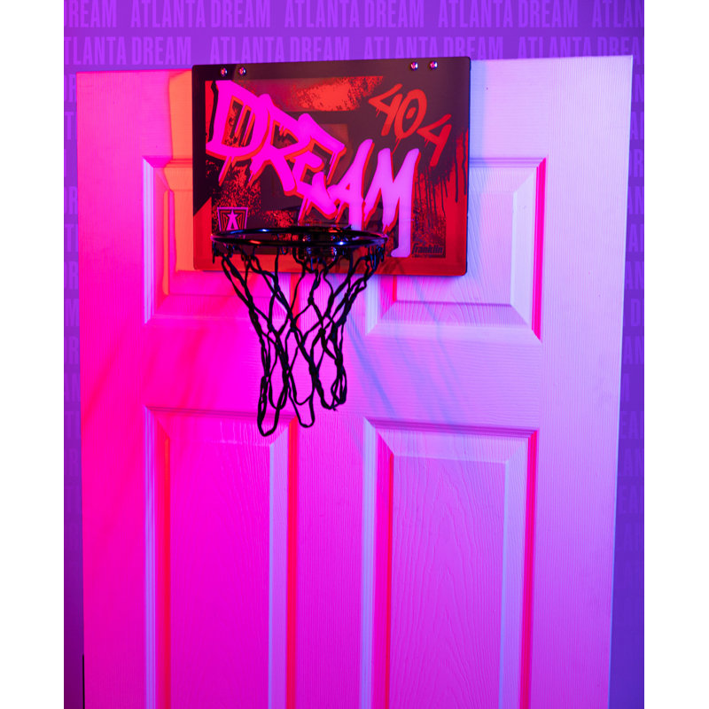 Cerceau de basket-ball WNBA Atlanta Dream Over The Door de Franklin Sports - Cerceau de basketball d'intérieur pour enfants avec mini-ballon
